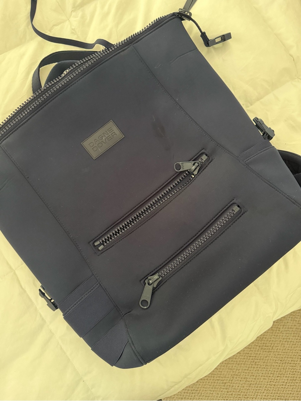 Dagne Dover Navy Blue Diaper Backpack with Front Zippers